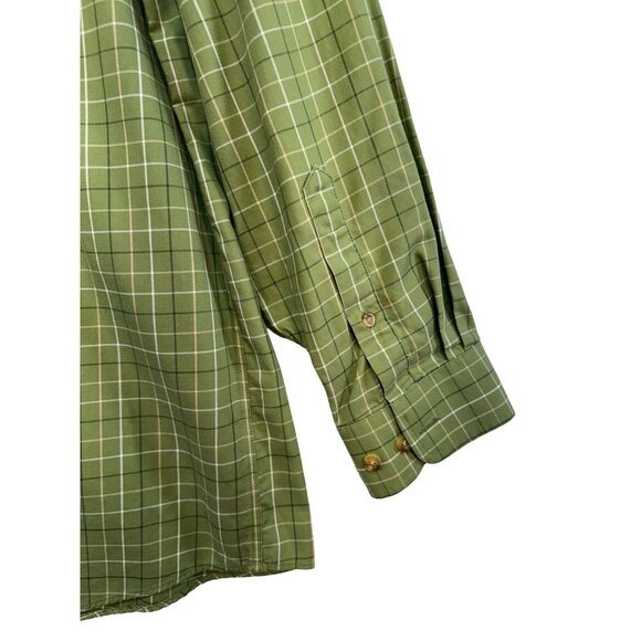 L.L.Bean Mens Long-Sleeve Dress Casual Shirt L Tall Green Plaid Wrinkle Resistan - Picture 10 of 11